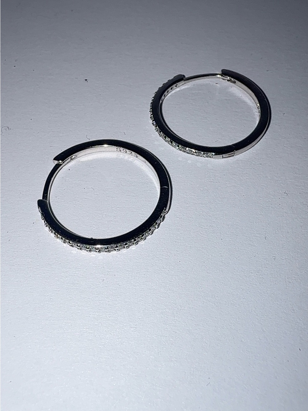 S925 Sterling Silver Small CZ Diamond Hoop Earrings